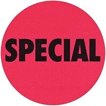 Special Pink Fluorescent Grocery Store Labels Black Imprint - 1 1/2"Dia 1000 Per Roll