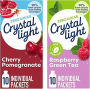 Crystal Light Drink Mix – Sugar-Free Cherry Pomegranate On-The-Go (10 CT) & Raspberry Green Tea On-The-Go (10 CT) (1 Ea.) (Variety Pack)