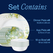 Beverly 18-Piece Round Dinnerware Set by Corelle – 18-Piece Set, Glass, Beverly, Pack of 18, Model 1153644