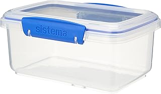 Sistema KLIP IT Rectangular Collection Food Storage Container, 33.8 oz./1 L, Clear/Blue