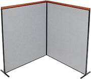 Global Industrial 60-1/4"W x 73-1/2"H Deluxe Freestanding 2-Panel Corner Room Divider, Gray