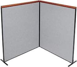 Global Industrial 60-1/4"W x 73-1/2"H Deluxe Freestanding 2-Panel Corner Room Divider, Gray