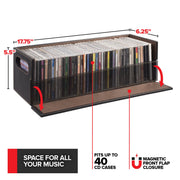 Faux Leather DVD & CD Storage Box - Movie Shelf Organizer for Blu-Ray by Stock Your Home – 17.75 inches (L) x 6.75 inches (H) x 8 inches (D), Faux Leather, Felt, Gray/Espresso