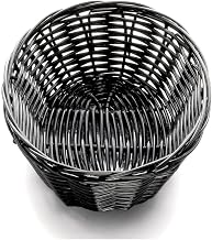Tablecraft 7" x 5" Black Oval Woven Plastic Basket