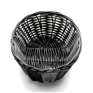 7" x 5" Black Oval Woven Plastic Basket by Tablecraft – Rattan, Pack of 12, Model 2471