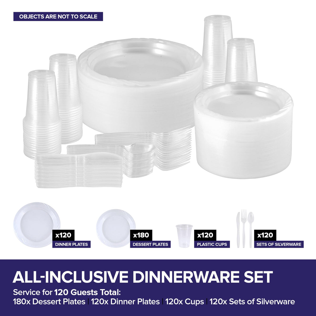 780 Piece Clear Plastic Dinnerware Set by Stock Your Home – 30 Pack Pack of 26, Plastic, Clear, Pack of 780, Model SYH-3685-QV-30CT