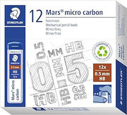 STAEDTLER Micro Mars Carbon Mechanical Pencil Lead, 0.5mm, HB, 60mm x 12 (250 05 HB)