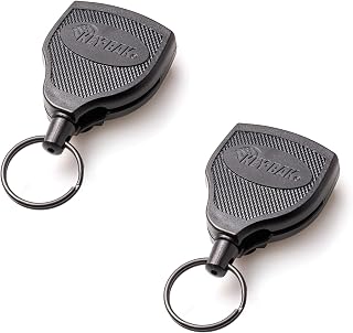KEY-BAK SUPER48 SD 13oz. Locking Retractable Keychain, 36" Retractable Cord, Black Polycarbonate Case, Steel Belt Clip, Oversized Split Ring (2-Pack)
