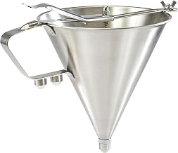Winco Stainless Steel Confectionery Funnel with 3 Nozzles Medium | 3 interchangeable nozzles for versatile decorating, Precision flow control for consistent results, Great for Food Preparation