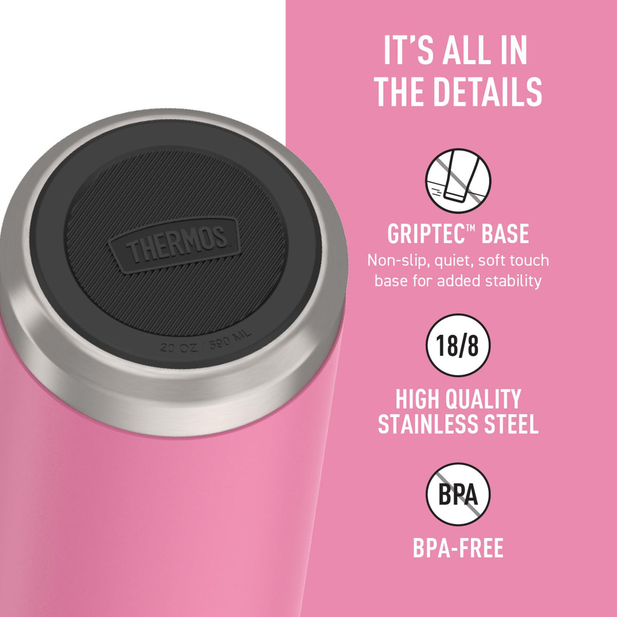 THERMOS 20 Ounces / Pink / 20.0 fluid_ounces Sports Water Bottles