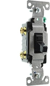 Hubbell RS115BKZ Toggle Switch, 1-Pole, Groudning, 15-Amp, 120/277-Volt, Black