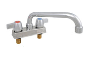BK Resources Workforce Standard Duty 4" On Center Deck Mount Faucet with 6" Swing Spout – 6" Wide, Stainless Steel, Silver, Model BKD-6-G