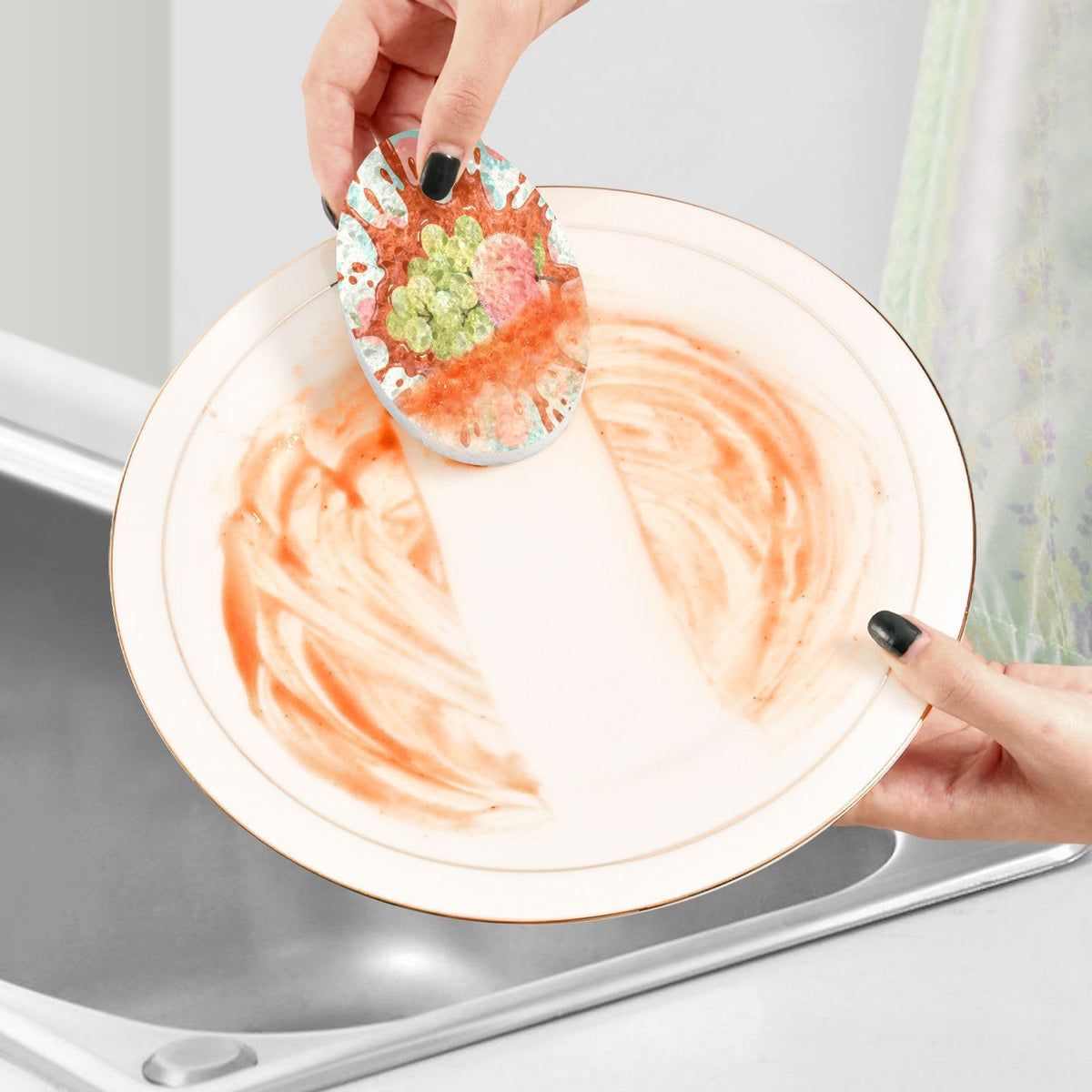 Fruit Splash with Grapes Dish Scrub Sponges Kitchen Non Scratch Reusable Compressed Cellulose Sponge Hanging for Household Cleaning Washing Dishes Pots and Pans 3 Pack by KOCOART