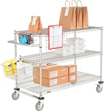 Nexel Chrome Curbside Cart w/3 Shelves & Polyurethane Casters, 42" L x 24" W x 40" H
