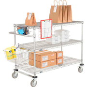 Chrome Curbside Cart w/3 Shelves & Polyurethane Casters by Nexel – Alloy Steel, Chrome, Model CS18243C