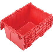 Plastic Distribution Container With Hinged Lid by Global Industrial – 21-7/8x15-1/4x12-7/8, 1.7 cubic_feet, Plastic, Red, Model DC-2115-12RED