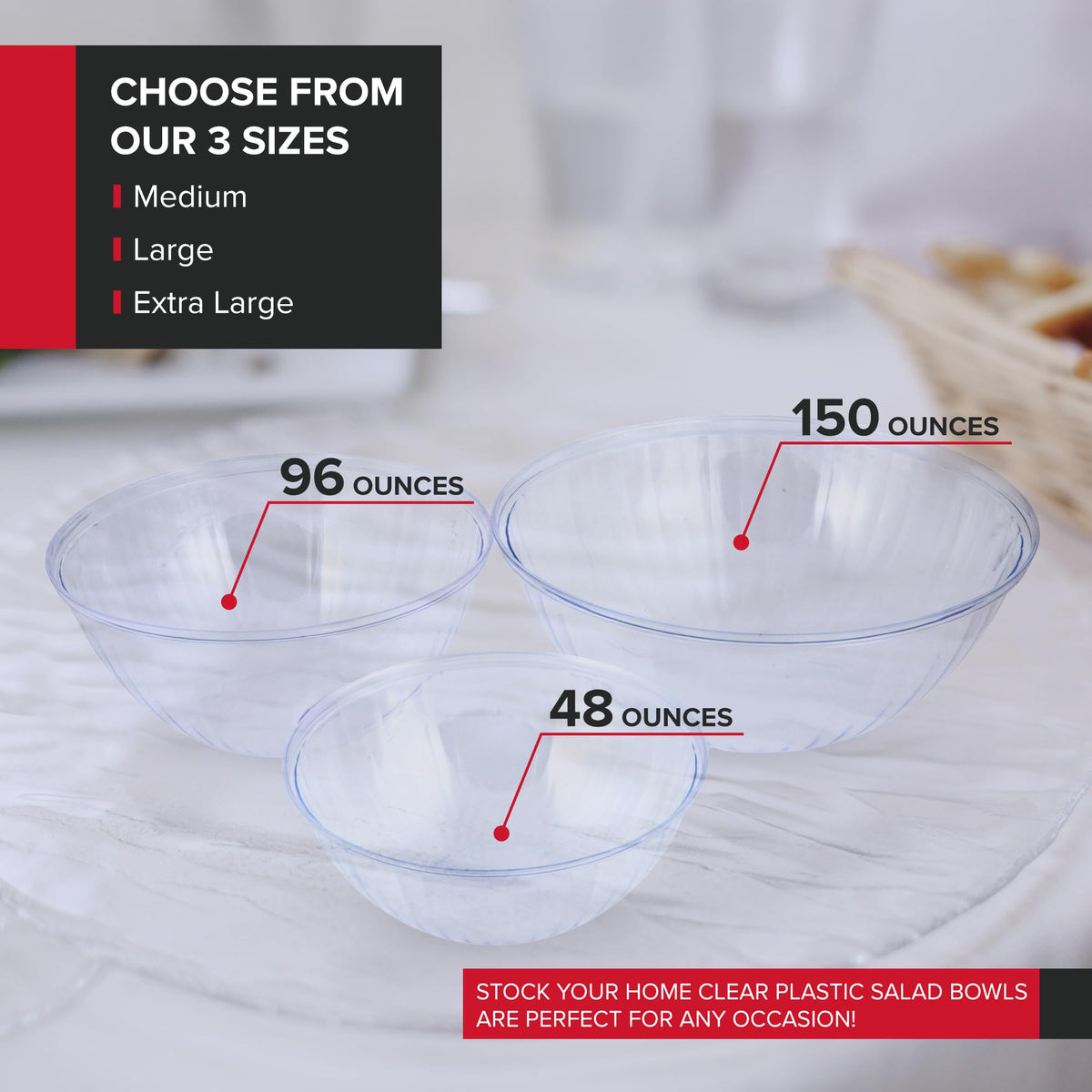 Stock Your Home 150 oz / 4 / Clear Bowls