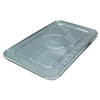 Pactiv Y112045 FS Foil-Lam Food Container Lids – 1.8" Length, 0.66" Width, 0.95" Height, White/Aluminum (Pack of 80)