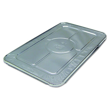 Pactiv Y112045 FS Foil-Lam Food Container Lids – 1.8" Length, 0.66" Width, 0.95" Height, White/Aluminum (Pack of 80)