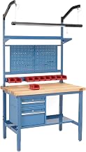 Global Industrial 60"W x 36"D Workbench, 1-3/4" Thick Birch Top Square Edge Complete Bench, Blue