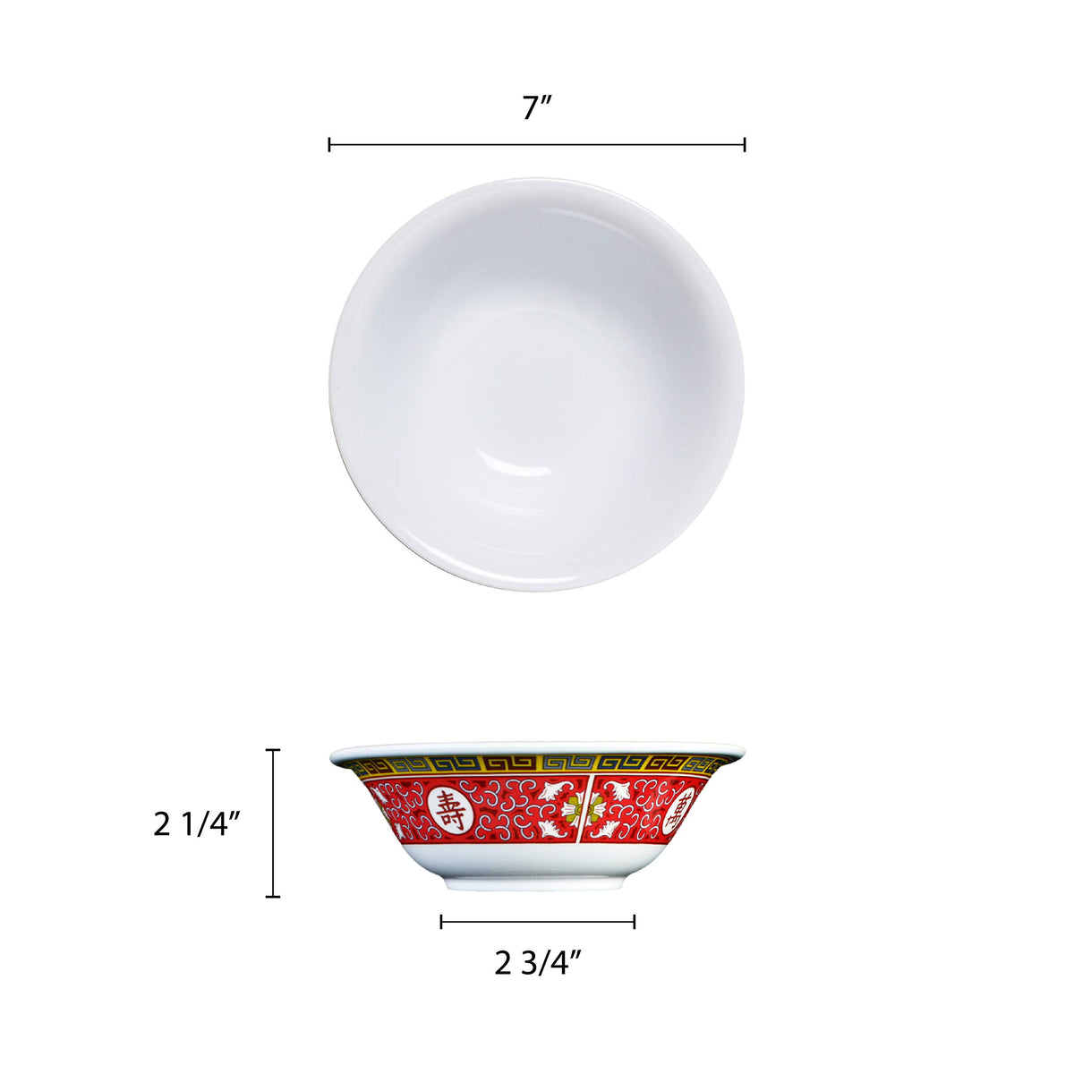 Longevity melamine dinnerware collection 24 oz by Thunder Group – 24.0 ounces, Melamine, White Red Yellow, Model 5107TR