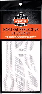 Ergodyne Skullerz 8961 Reflective Hard Hat Stickers, Safety Helmet Strips, Hard Hat Accessories Adhesive Sticker Decal Kit