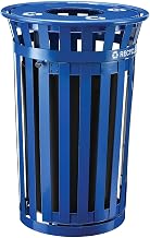 Global Industrial 36 Gallon Outdoor Steel Recycling Receptacle w/Access Door & Flat Lid, Blue