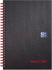 Black n' Red Oxford Ruled Matt Black Wirebound Hardback A5 Notebook, 140 Perforated Pages