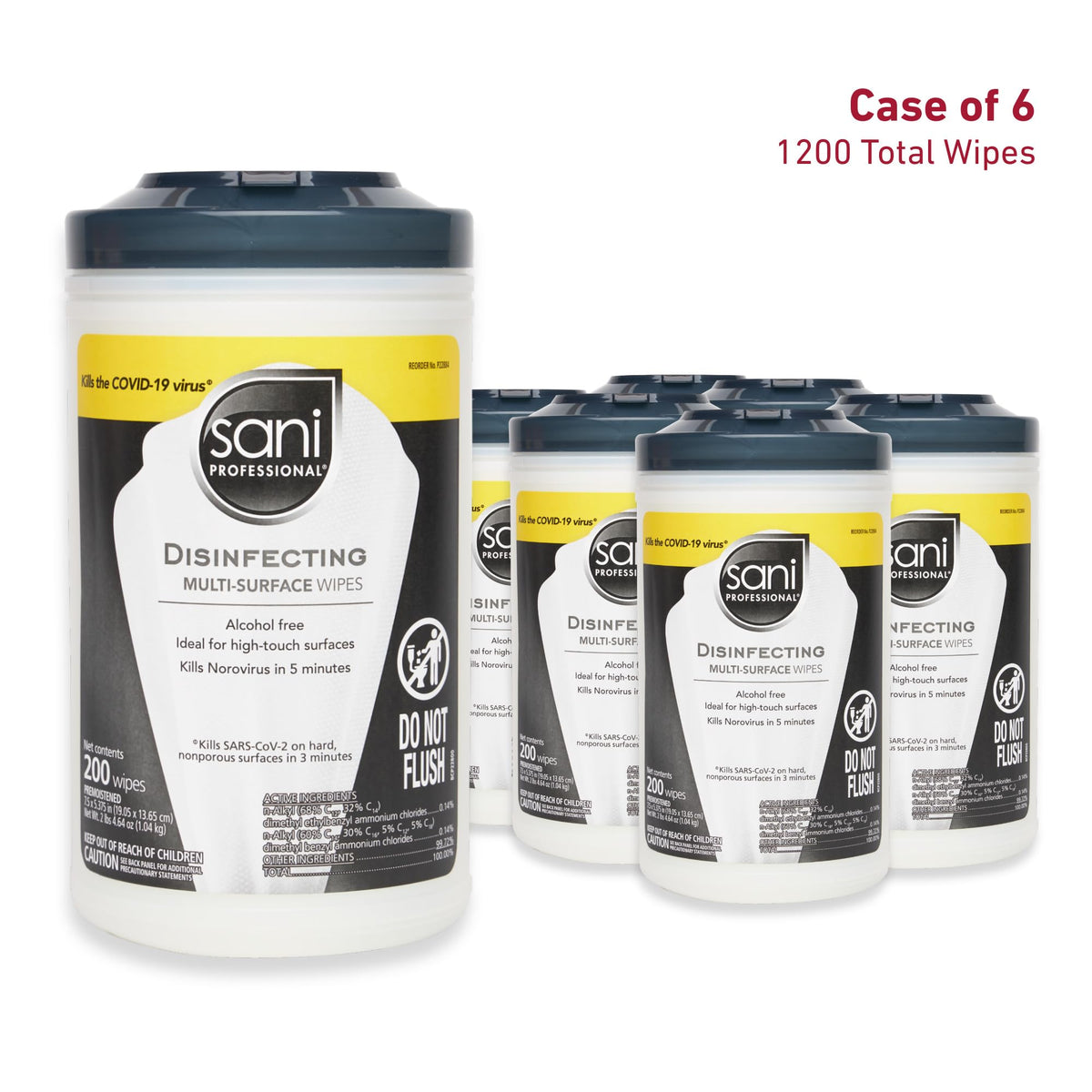 Sani Professional Disinfecting Wipes by PDI – 6 Count (Pack of 1), Bamboo, Model P22884CT