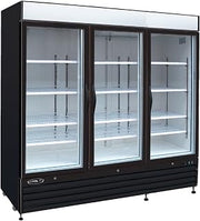 Kool-It KGM-75 78-Inch Three Section Merchandiser Refrigerator with Glass Doors, 73 Cu. Ft., Black