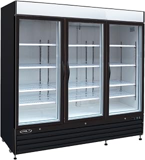 Kool-It KGM-75 78-Inch Three Section Merchandiser Refrigerator with Glass Doors, 73 Cu. Ft., Black