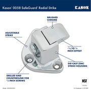 0058 Safeguard Radial Latch Strike by Kason – Vinyl, Silver, Model 10058005001