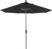 California Umbrella 9' Round Aluminum Pole/Ribs, Crank Lift/Auto Tilt, Champagne Pole, Olefin Black Fabric