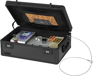 Vaultz Locking Storage Chest with Dual Combination Lock-Small Lock Box for Laptops, Tablets & Valuables, Lockable Storage Box with Code, Keyless Lockbox for Dorm, Home & Travel 18.11" x 12.99" x 6.18" | Dual combination lock, keyless security with code, lockable storage for dorm, home and travel, 18.11 x 12.99 x 6.18 in