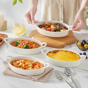 Malacasa Ceramic Casserole Dish, 8 x 5 Inch Oval Bakeware Set of 4, White