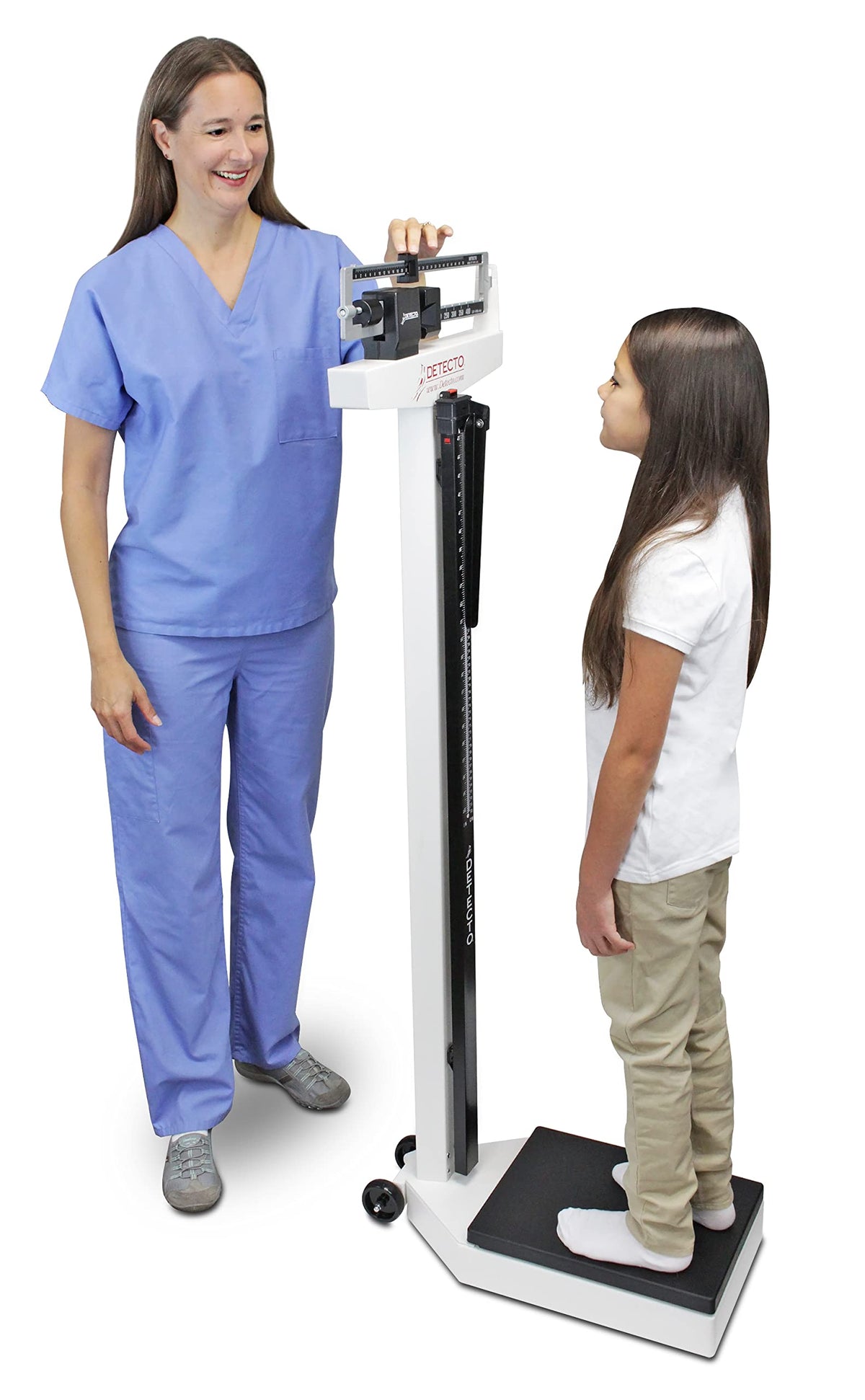Detecto 10.5 x 14.5 x 58 inches / Red / With Height Rod and Wheels Digital