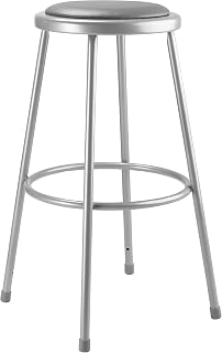 National Public Seating 6430 Steel Stool with 30" Vinyl Upholstered Seat, Grey