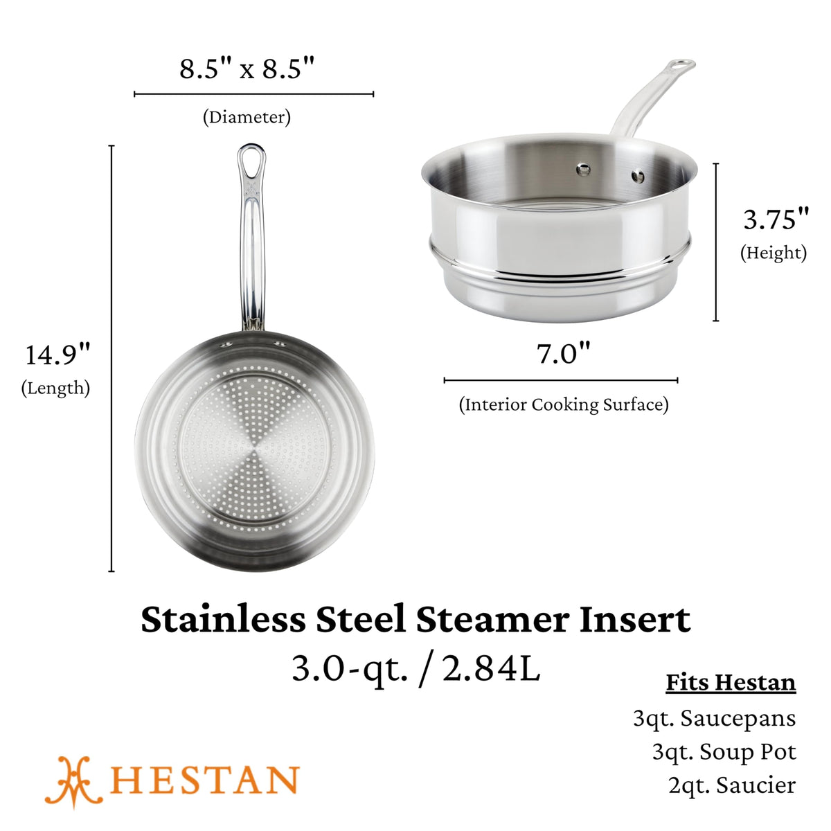 Provisions, 3-Quart Stainless Steel Steamer Insert by Hestan – Steamer Insert, 3 quarts, Stainless Steel, Model 71047