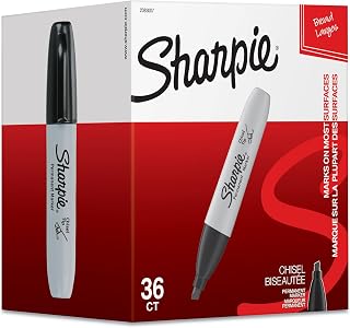 Sharpie Permanent Markers, Chisel Tip, Black, 36 Count - Home, School, Office Supplies