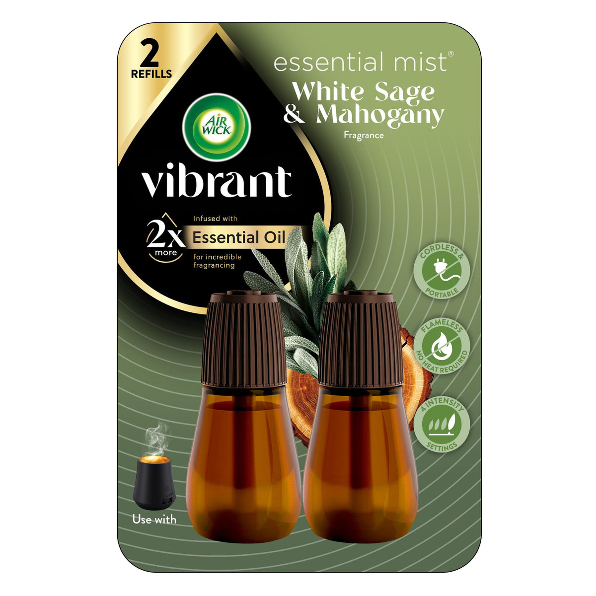 Air Wick 0.67 Fl Oz (Pack of 2) / White Sage & Mahogany / Brown Electric