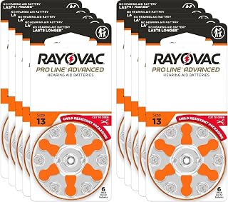 Rayovac Proline Advanced Hearing Aid Batteries | Size 13 | World's Longest Lasting Battery | Child-Resistant Packaging (60)