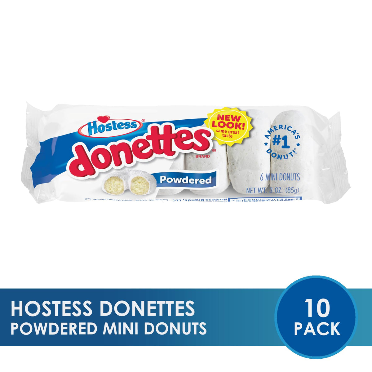Powdered Sugar Donettes by Hostess – 3 Ounce (Pack of 10), Pack of 10