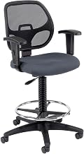 Global Industrial Drafting Stool, Fabric, Gray, Adjustable Arms, Mid Back