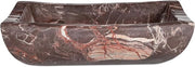 Piero Bowl, Red Cherry Marble, Grand-Scale Basin, Solid Stone Carve, Transitional Form, Deep Red
