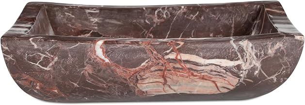 Piero Bowl, Red Cherry Marble, Grand-Scale Basin, Solid Stone Carve, Transitional Form, Deep Red