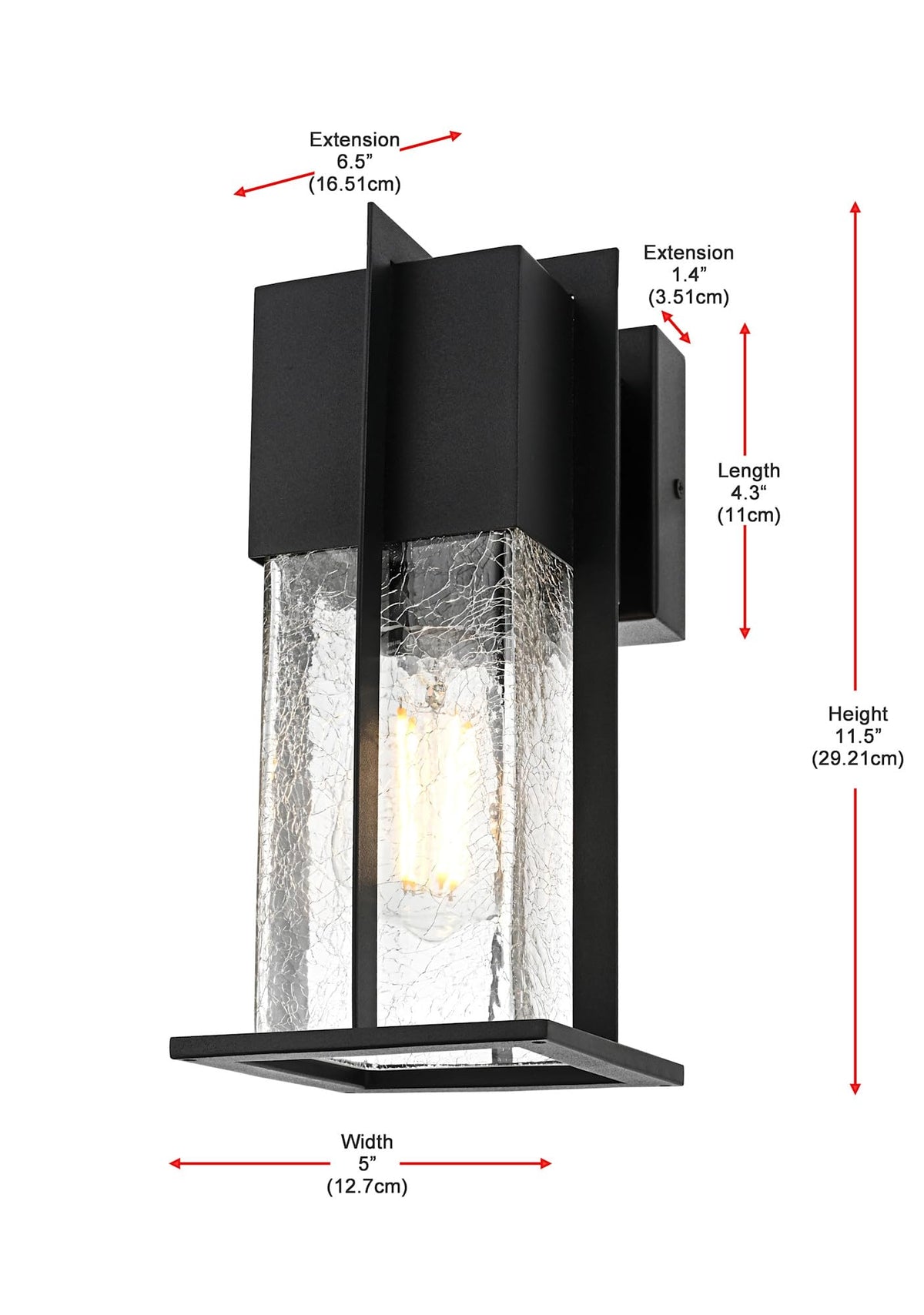 Janney One Light Outdoor Wall Sconce Black by Lighting Design – Iron, Black, Model OD340W12BK