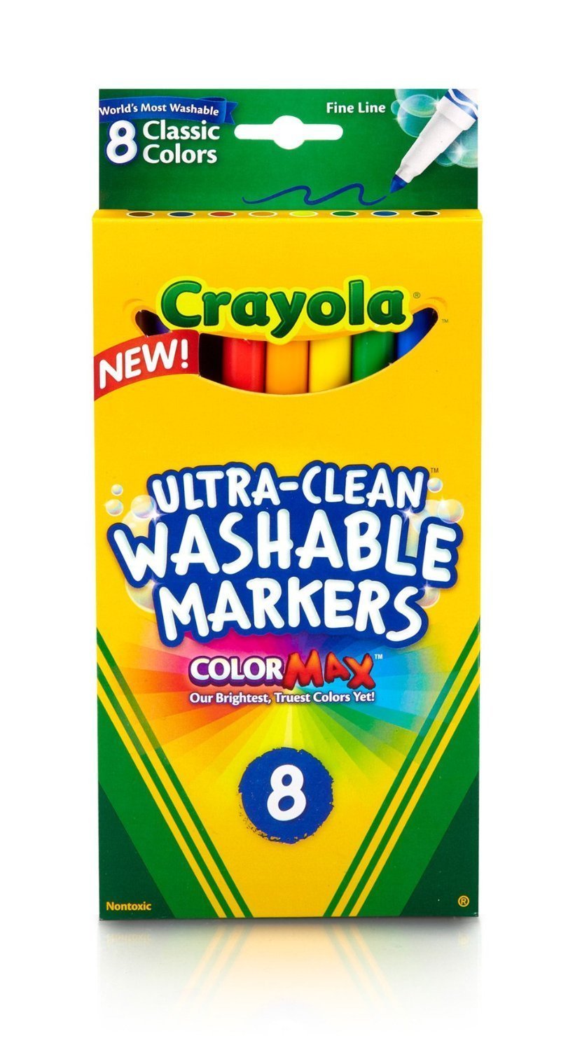 Classic Colors Washable Marker 8/pack (Pack of20) by Crayola – Small, Multicolor, Pack of 20, Model 422808(20)