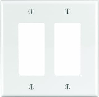 Leviton 2-Gang Decora/GFCI Decora Wallplate, Midway Size, PJ262-W, White