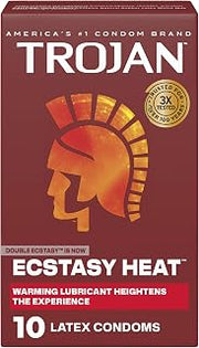 TROJAN Ecstasy Heat Latex Condoms for Men, 10 Count