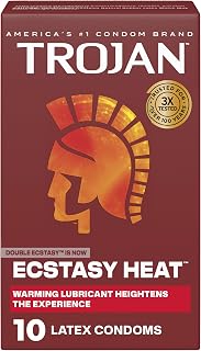 TROJAN Ecstasy Heat Latex Condoms for Men, 10 Count
